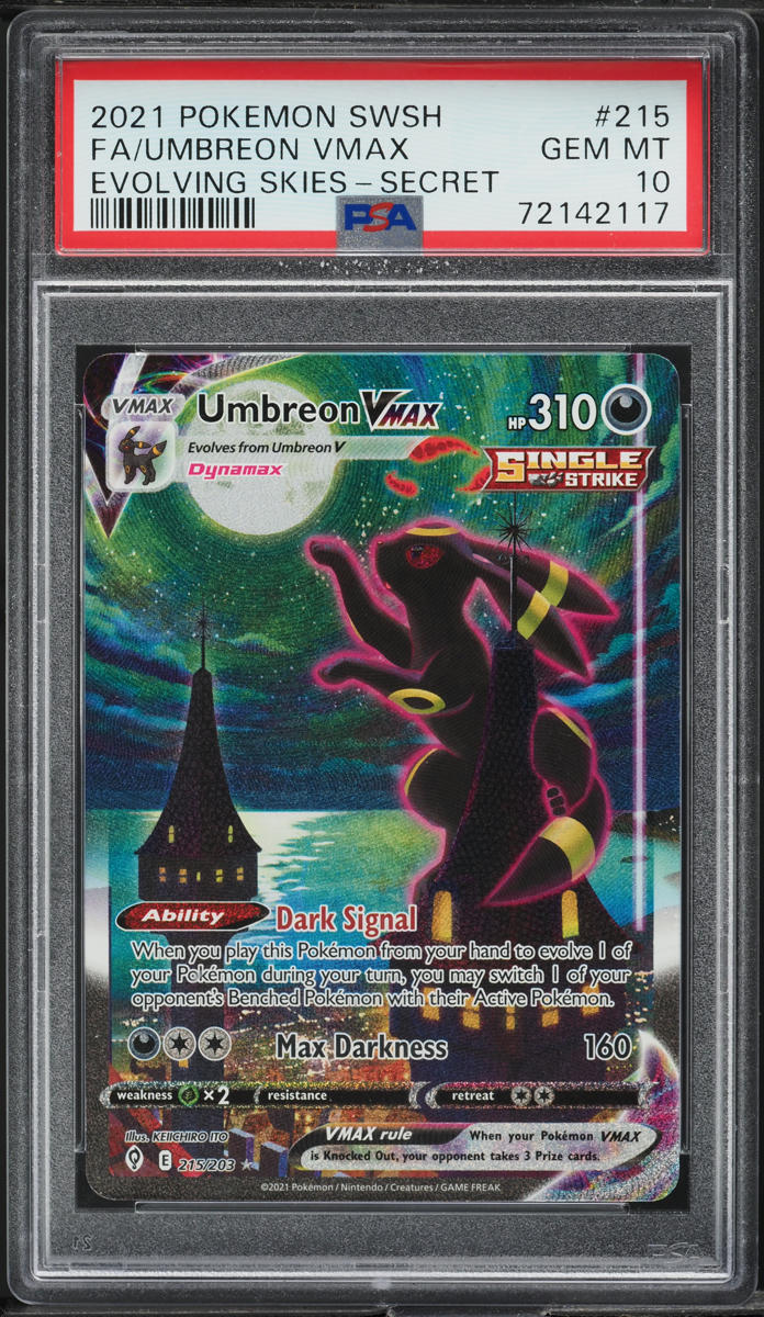 2021 Pokemon Sword & Shield Evolving Skies Alt Art Umbreon VMAX #215 PSA 10 GEM
