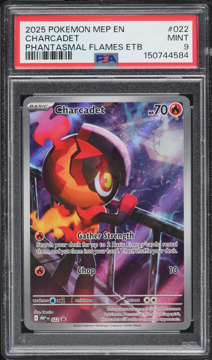 2025 Pokemon Mega Evolution Phantasmal Flames ETB Full Art Charcadet #22 PSA 9 MINT