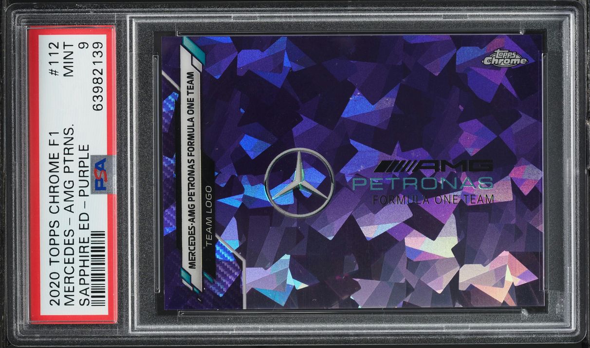 2020 Topps Chrome Formula 1 F1 Sapphire Purple Mercedes-AMG Petronas /10 PSA 9