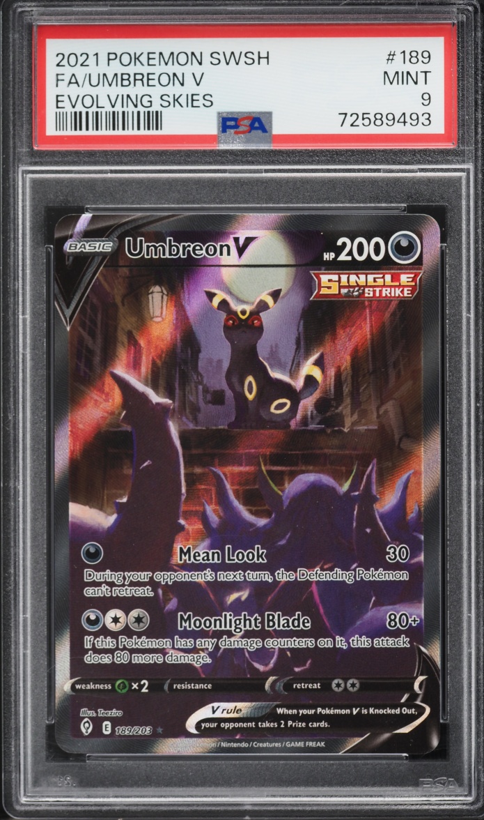 2021 Pokemon Sword & Shield Evolving Skies Alt Art Umbreon V #189 PSA 9 MINT
