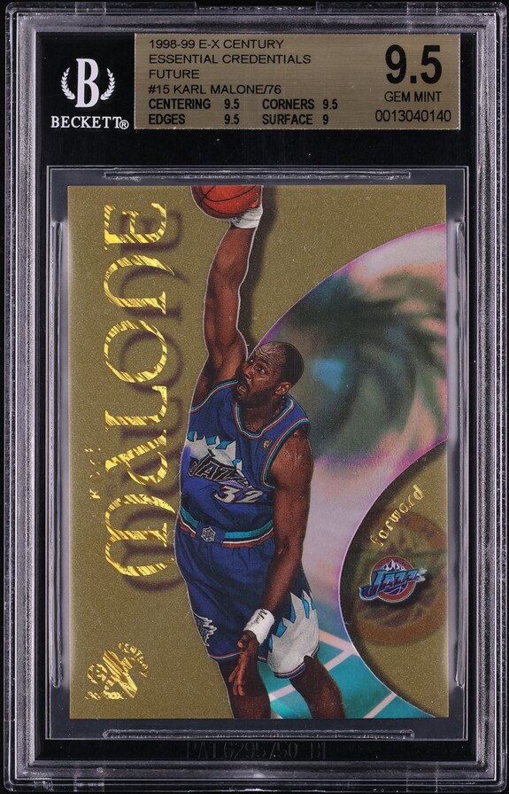 1998 Skybox E-X Century Essential Credentials Future Karl Malone /76 #15 BGS 9.5