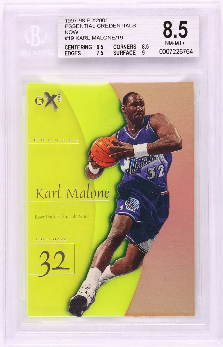1997 Skybox E-X2001 Essential Credentials Now Karl Malone /19 #19 BGS 8.5 NM-MT+