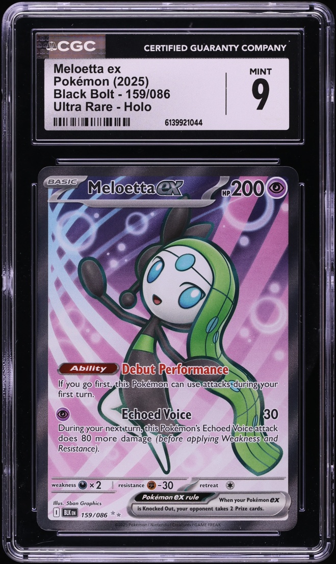 2025 Pokemon Scarlet & Violet Black Bolt Full Art Meloetta Ex #159 CGC 9 MINT