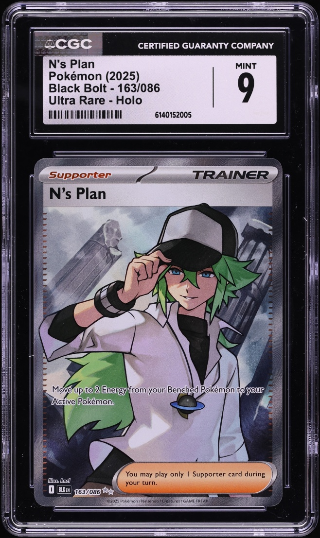 2025 Pokemon Scarlet & Violet Black Bolt Full Art N's Plan #163 CGC 9 MINT