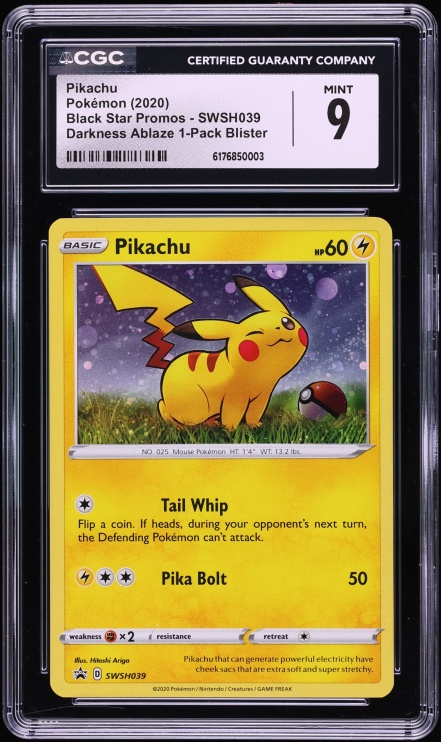 2020 Pokemon Sword & Shield Promo Darkness Ablaze Single Pack Holo Pikachu #SWSH039 CGC 9 MINT