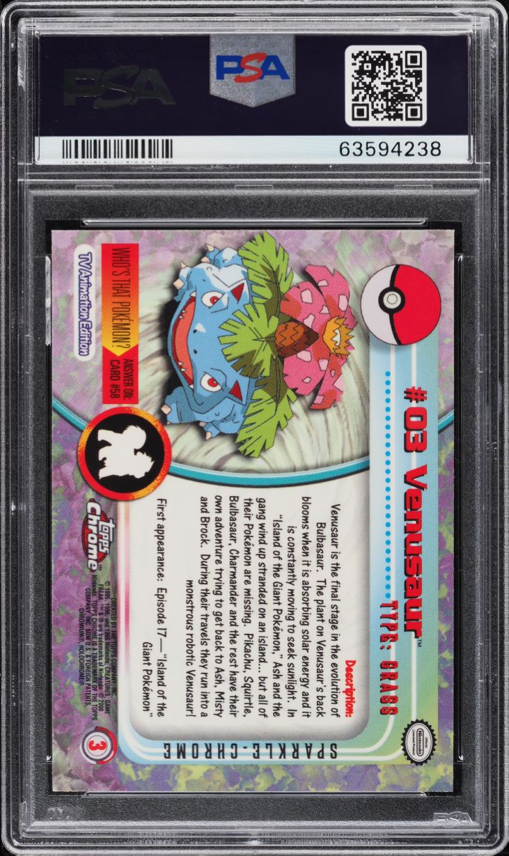 2000 Topps Chrome Pokemon Series 1 Sparkle Venusaur #3 PSA 10 GEM MINT