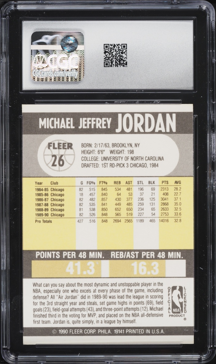 1990 Fleer Basketball Michael Jordan #26 CGC 9 MINT