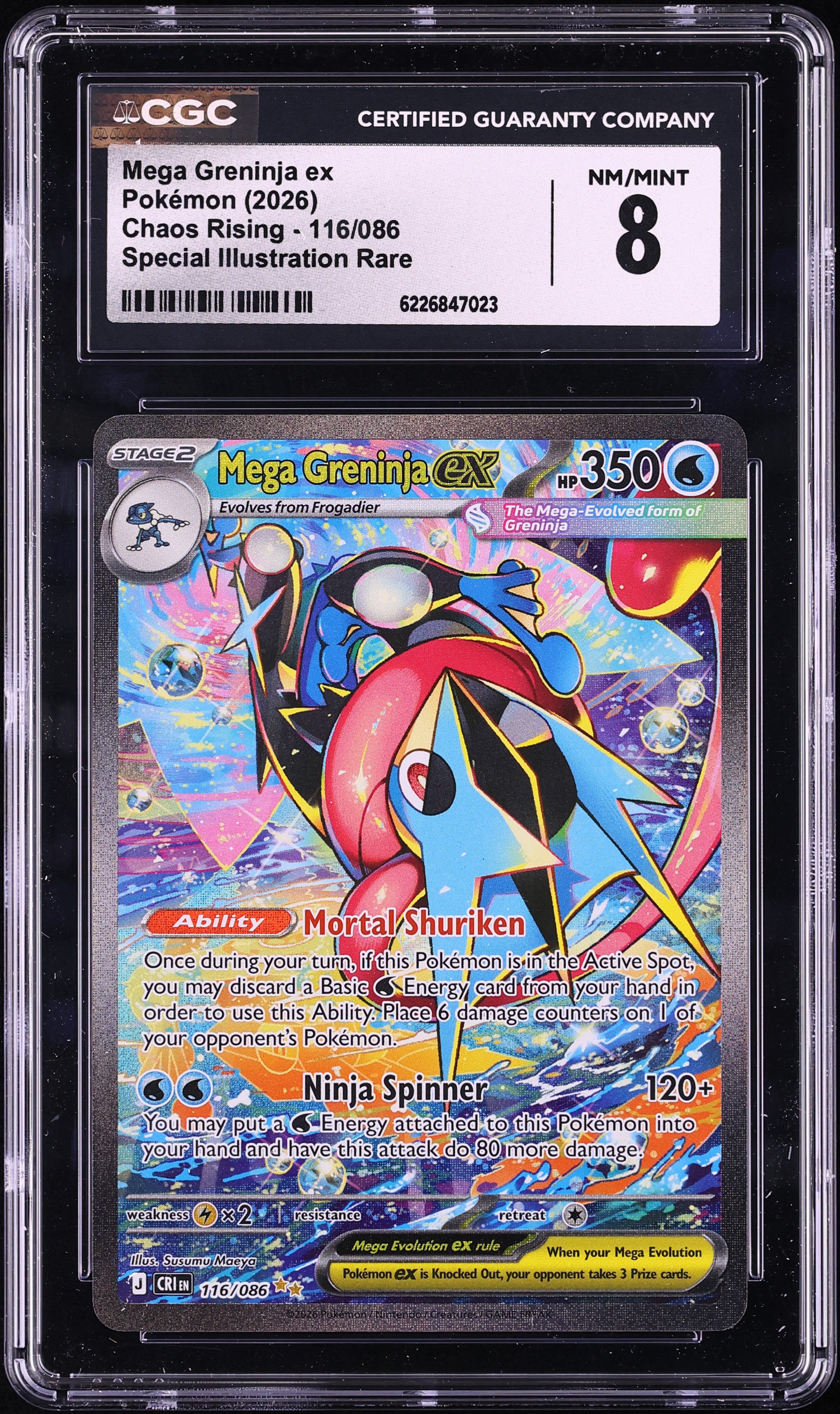 2026 Pokemon Mega Evolution Chaos Rising SIR Mega Greninja Ex #116 CGC 8 NM-MT