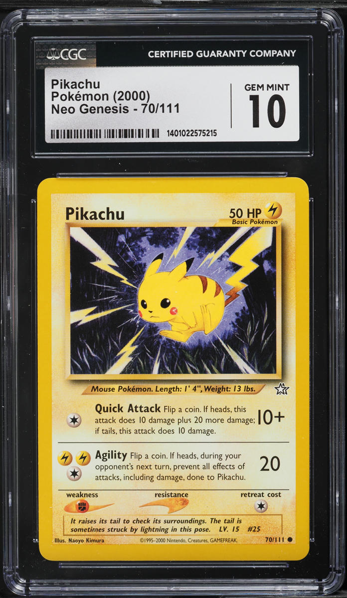 2000 Pokemon Neo Genesis Pikachu #70 CGC 10 GEM MINT