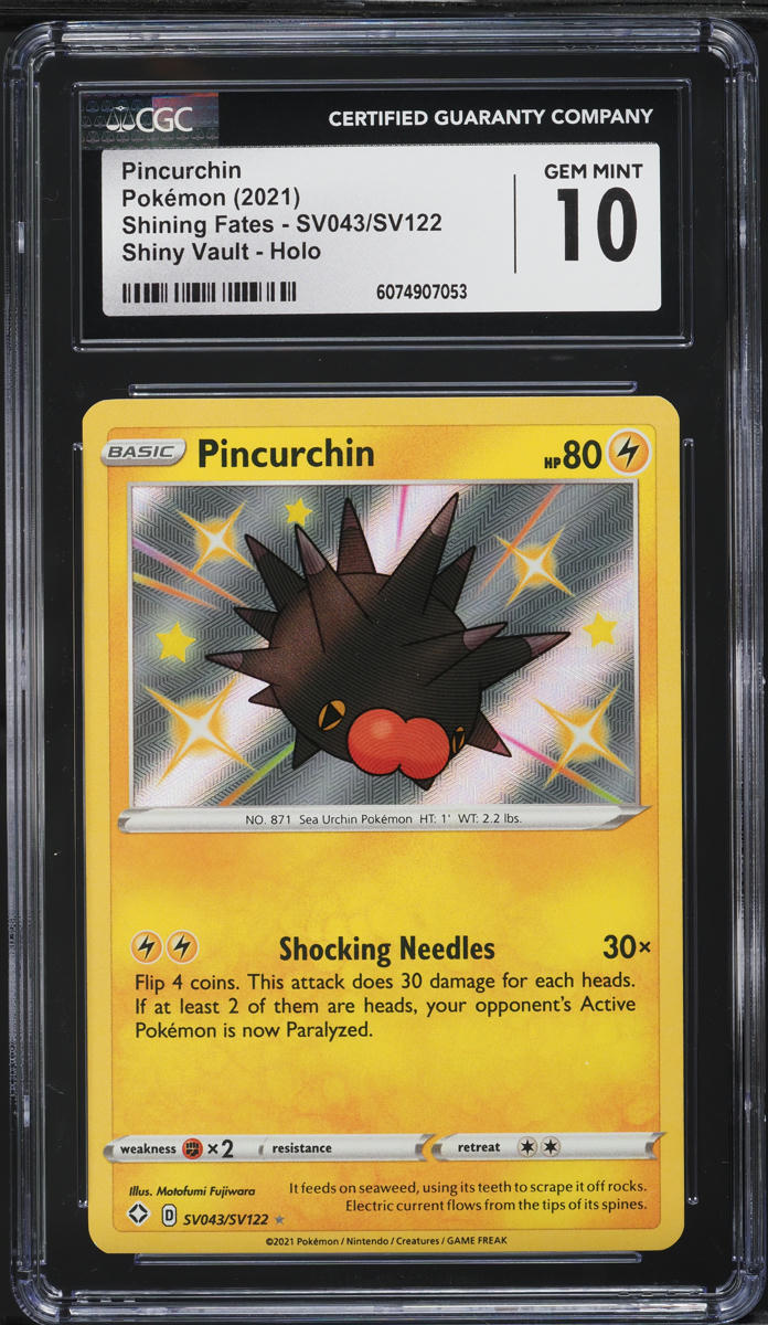 2021 Pokemon SWSH Shining Fates Shiny Vault Holo Pincurchin #SV043 CGC 10 GEM