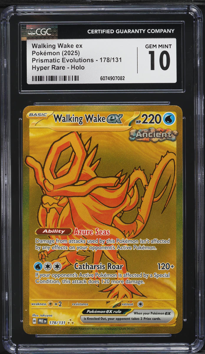 2025 Pokemon SV Prismatic Evolutions Full Art Walking Wake ex #178 CGC 10 GEM