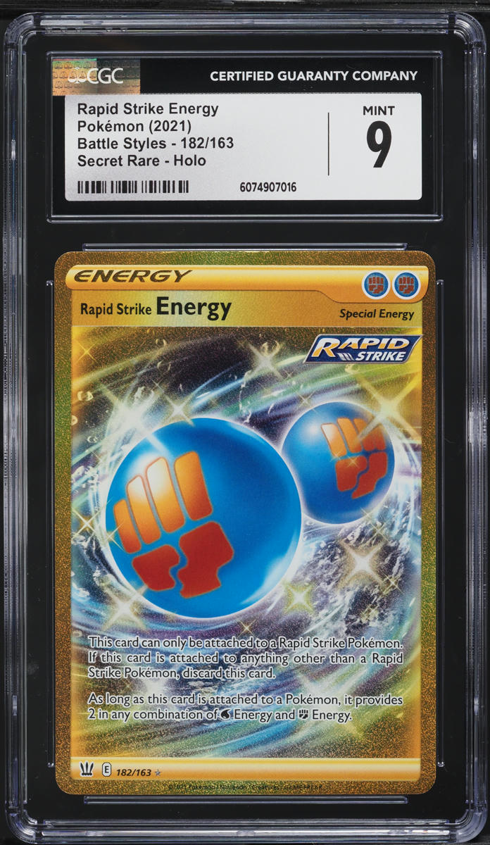 2021 Pokemon SWSH Battle Styles Hyper Rare Rapid Strike Energy #182 CGC 9 MINT