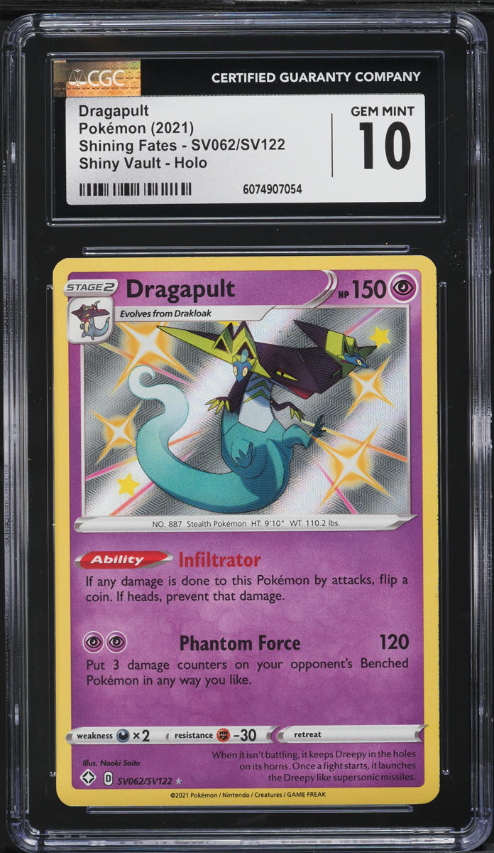 2021 Pokemon SWSH Shining Fates Shiny Vault Holo Dragapult #SV062 CGC 10 GEM