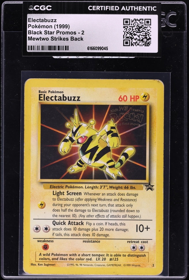 1999 Pokemon Black Star Promo Mewtwo Strikes Back Electabuzz #2 CGC AUTH