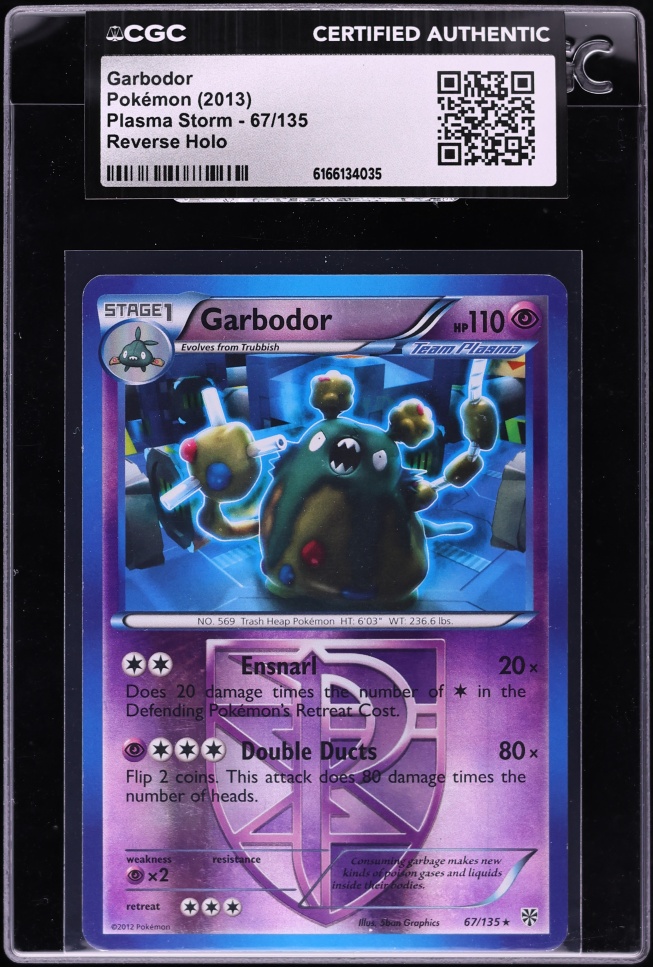 2013 Pokemon Black & White Plasma Storm Reverse Holo Garbodor #67 CGC AUTH