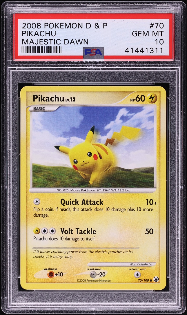 2008 Pokemon Diamond & Pearl Majestic Dawn Pikachu #70 PSA 10 GEM MINT