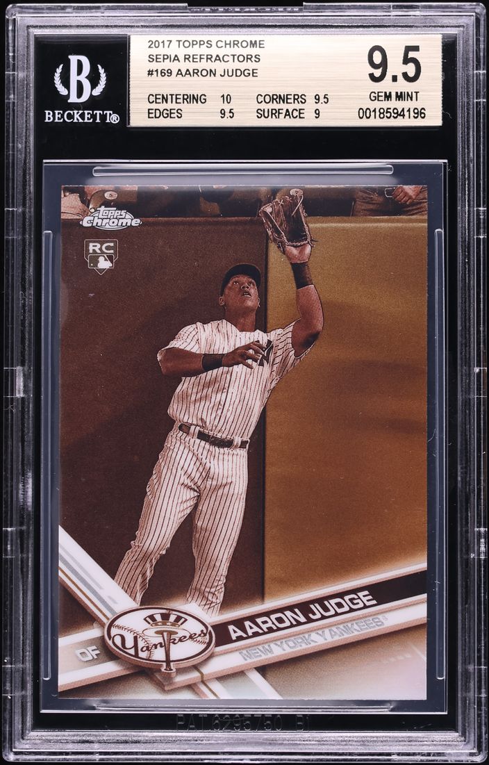 2017 Topps Chrome Sepia Refractor Aaron Judge ROOKIE #169 BGS 9.5 GEM MINT