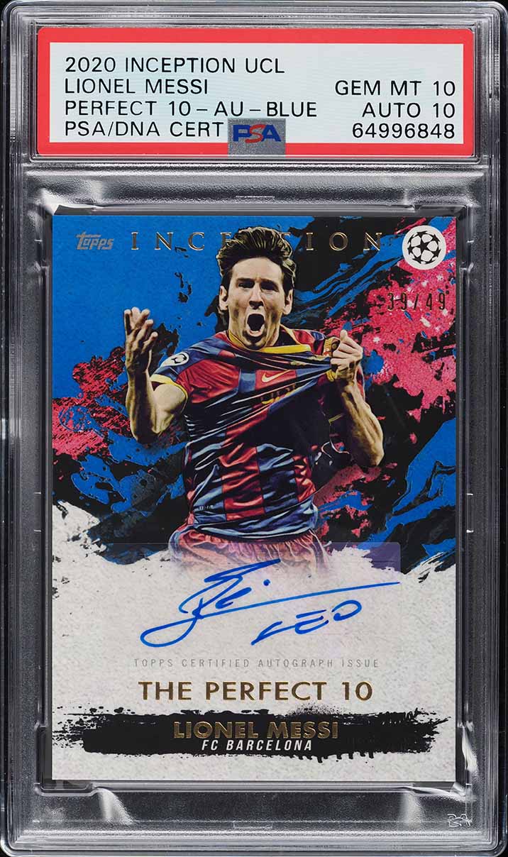 2020 Topps Inception UEFA Perfect 10 Blue Lionel Messi AUTO
