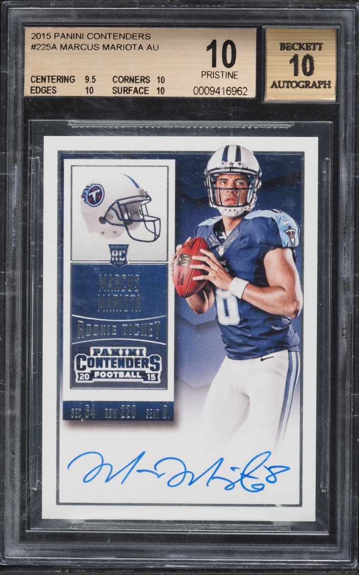 2015 Panini Contenders Marcus Mariota ROOKIE AUTO #225 BGS 10 PRISTINE
