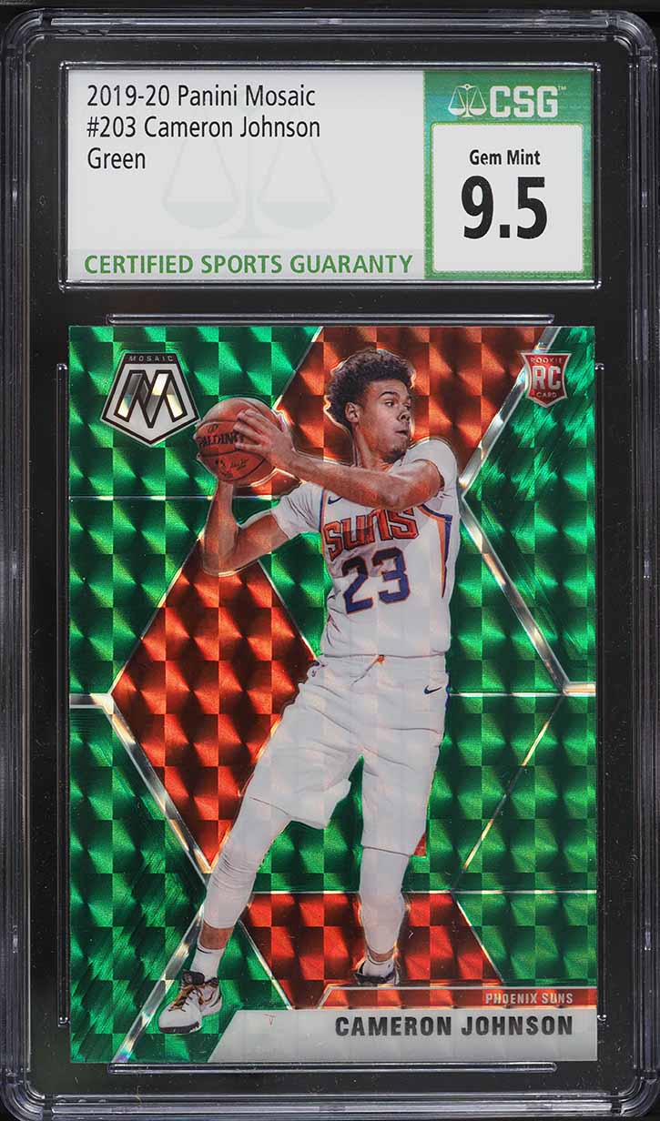 2019 Panini Mosaic Green Cameron Johnson ROOKIE #203 CSG 9.5 GEM MINT