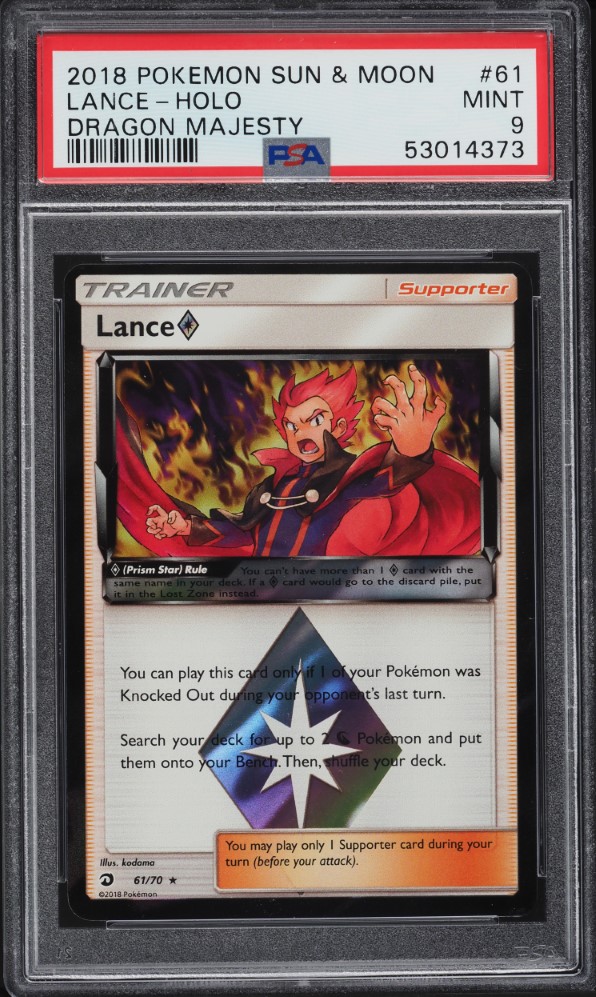 2018 Pokemon Sun & Moon Dragon Majesty Holo Lance #61 PSA 9 MINT