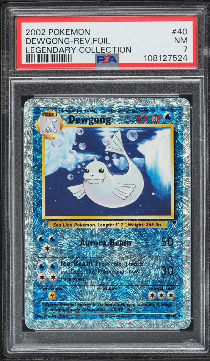 2002 Pokemon Legendary Collection Reverse Holo Dewgong #40 PSA 7 NRMT