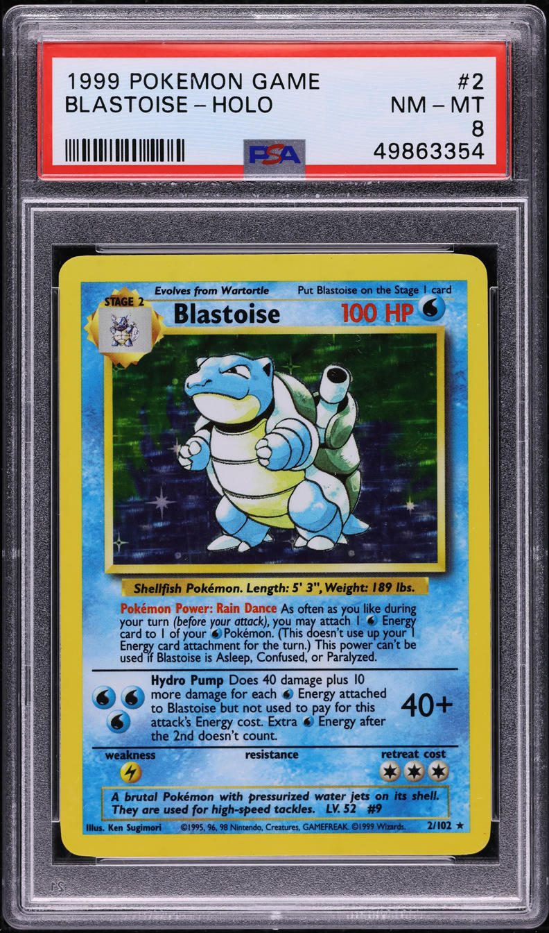 1999 Pokemon Base Set Holo Blastoise #2 PSA 8 NM-MT