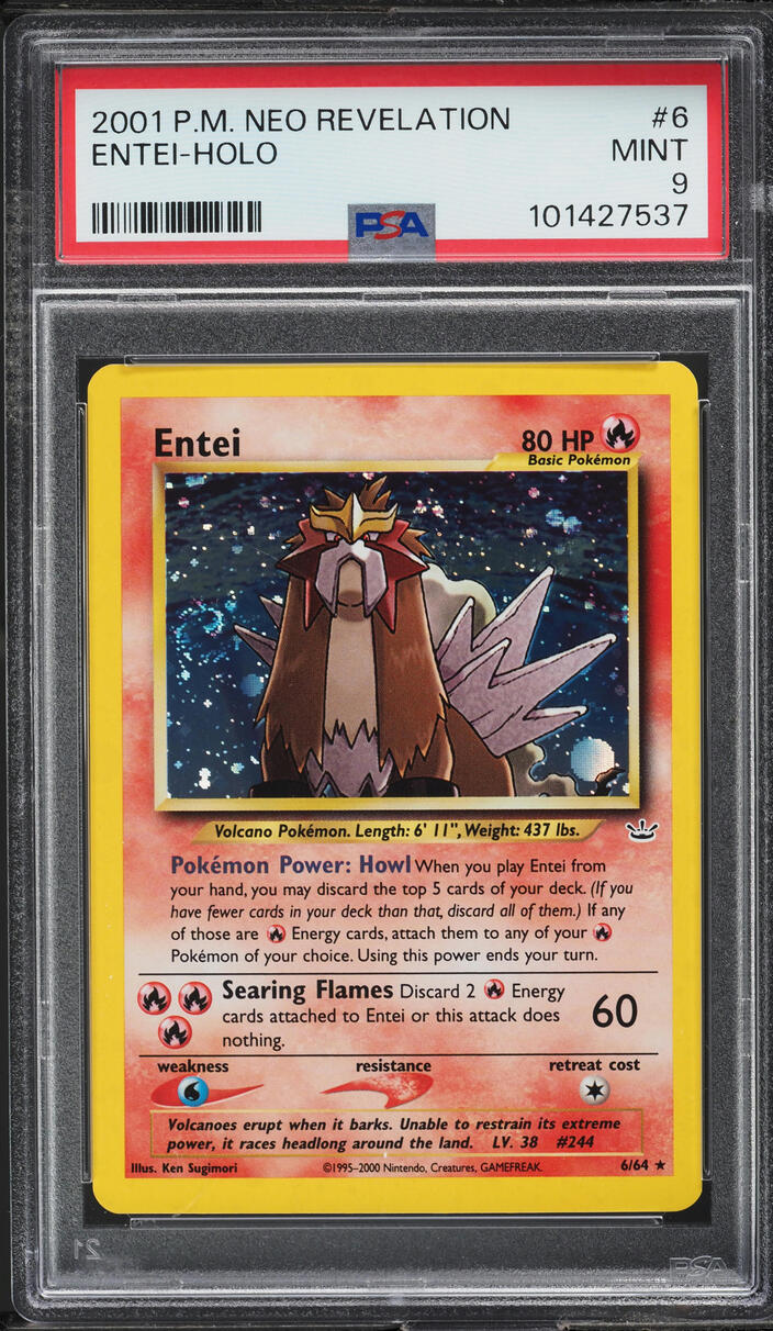 2001 Pokemon Neo Revelation Holo Entei #6 PSA 9 MINT