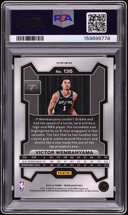 2023 Panini Prizm King Snake Victor Wembanyama ROOKIE #136 PSA 10 GEM MINT
