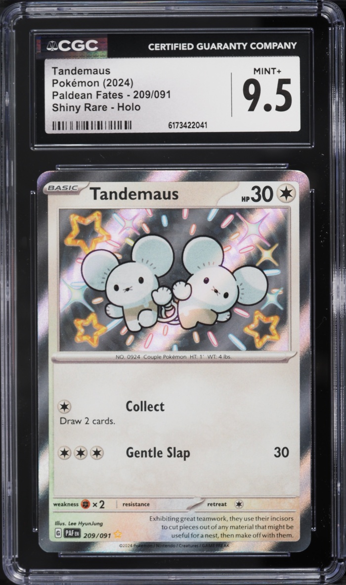 2024 Pokemon Scarlet & Violet Paldean Fates Shiny Tandemaus #209 CGC 9.5 MINT+