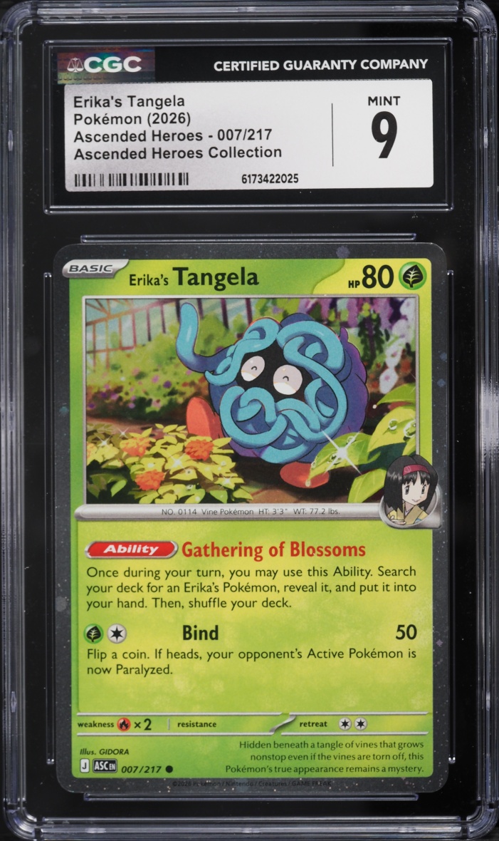 2026 Pokemon Mega Evolution Ascended Heroes Collection Erika's Tangela #007 CGC 9 MINT