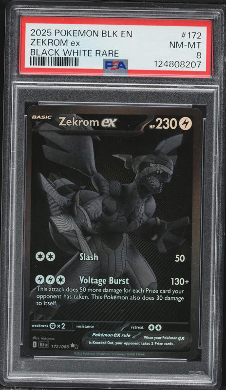 2025 Pokemon Scarlet & Violet Black Bolt BWR Zekrom EX #172 PSA 8