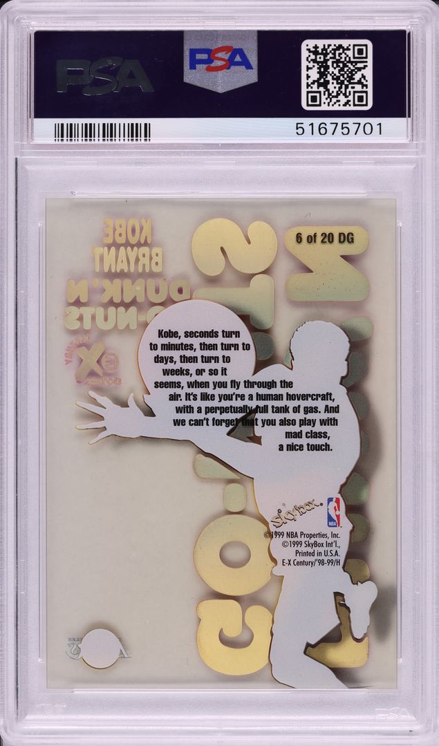 1998 Skybox E-X Century Dunk 'N Go Nuts Kobe Bryant #6DG PSA