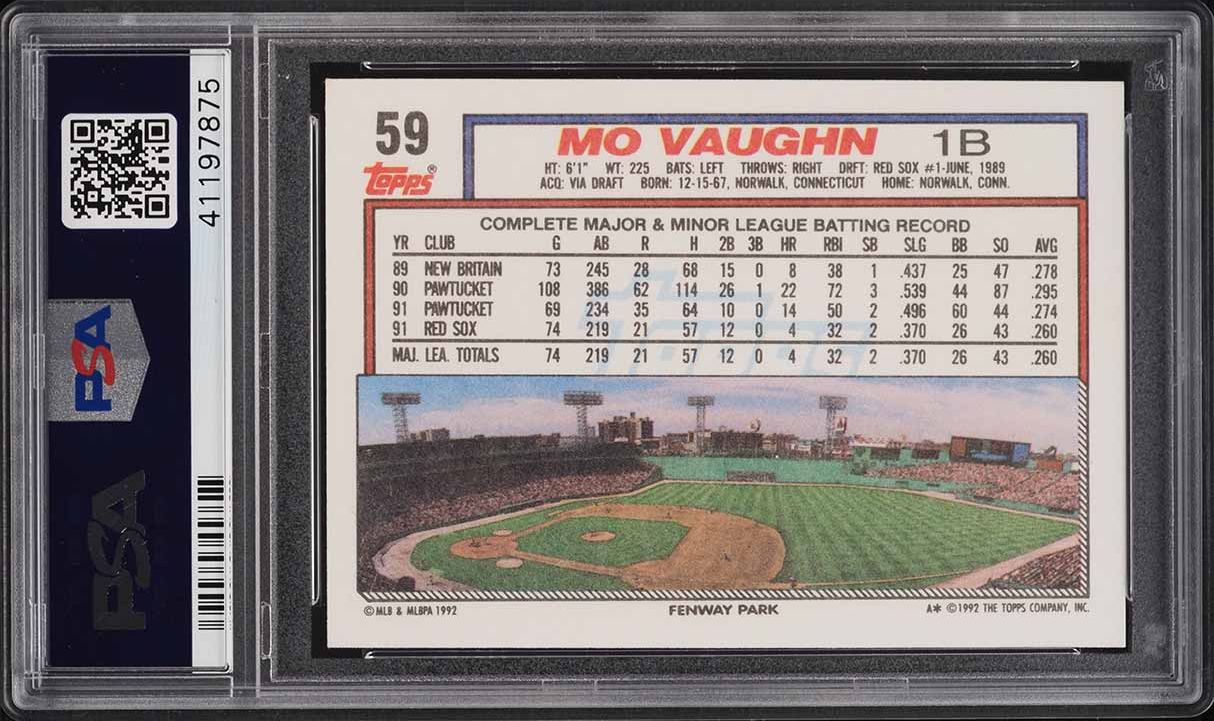 1992 Topps Mo Vaughn #59 PSA 9 MINT