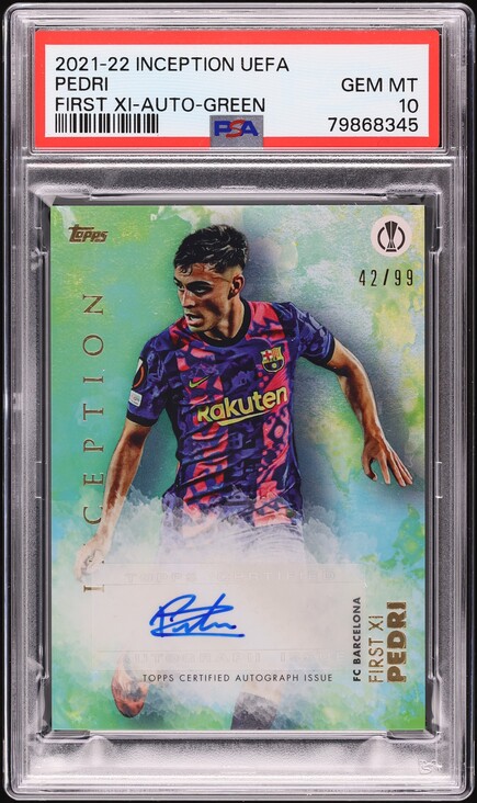 2021 Topps Inception UEFA Club Competitions First XI Green Pedri