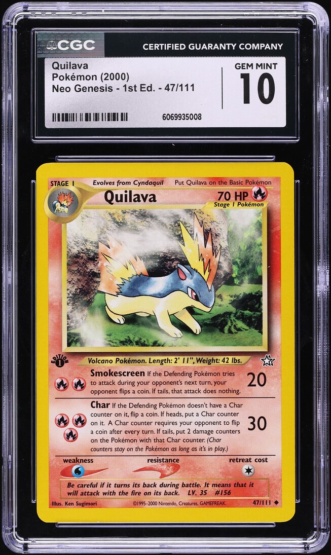 2000 Pokemon Neo Genesis 1st Edition Quilava #47 CGC 10 GEM MINT