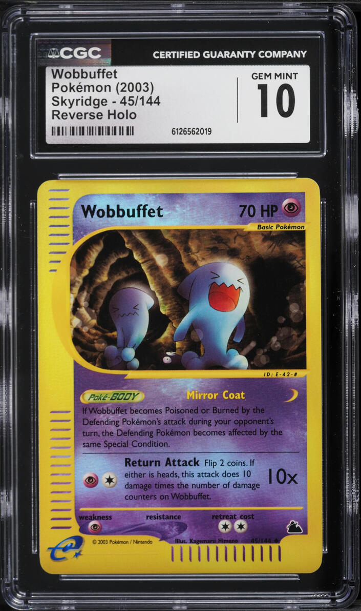 2003 Pokemon Skyridge Reverse Holo Wobbuffet #45 CGC 10 GEM MINT