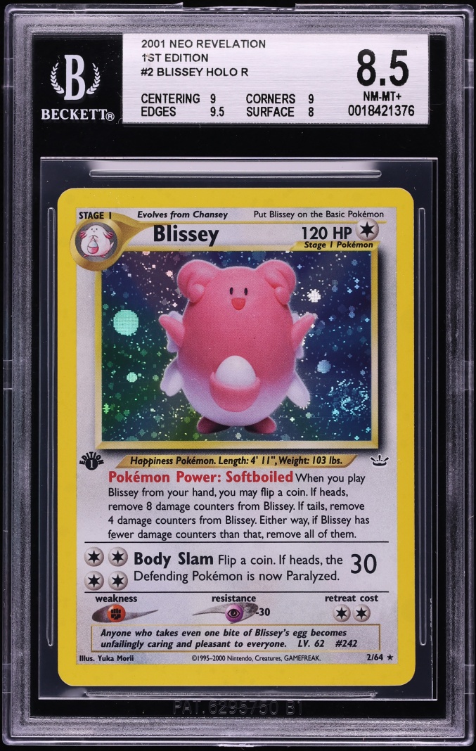 2001 Pokemon Neo Revelation 1st Edition Holo Blissey #2 BGS 8.5 NM-MT+