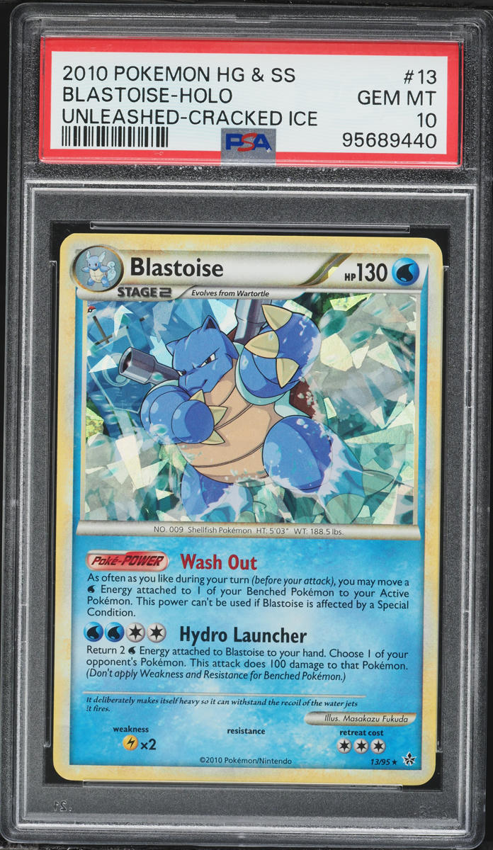 2010 Pokemon HGSS Unleashed Cracked Ice Holo Blastoise #13 PSA 10 GEM MINT