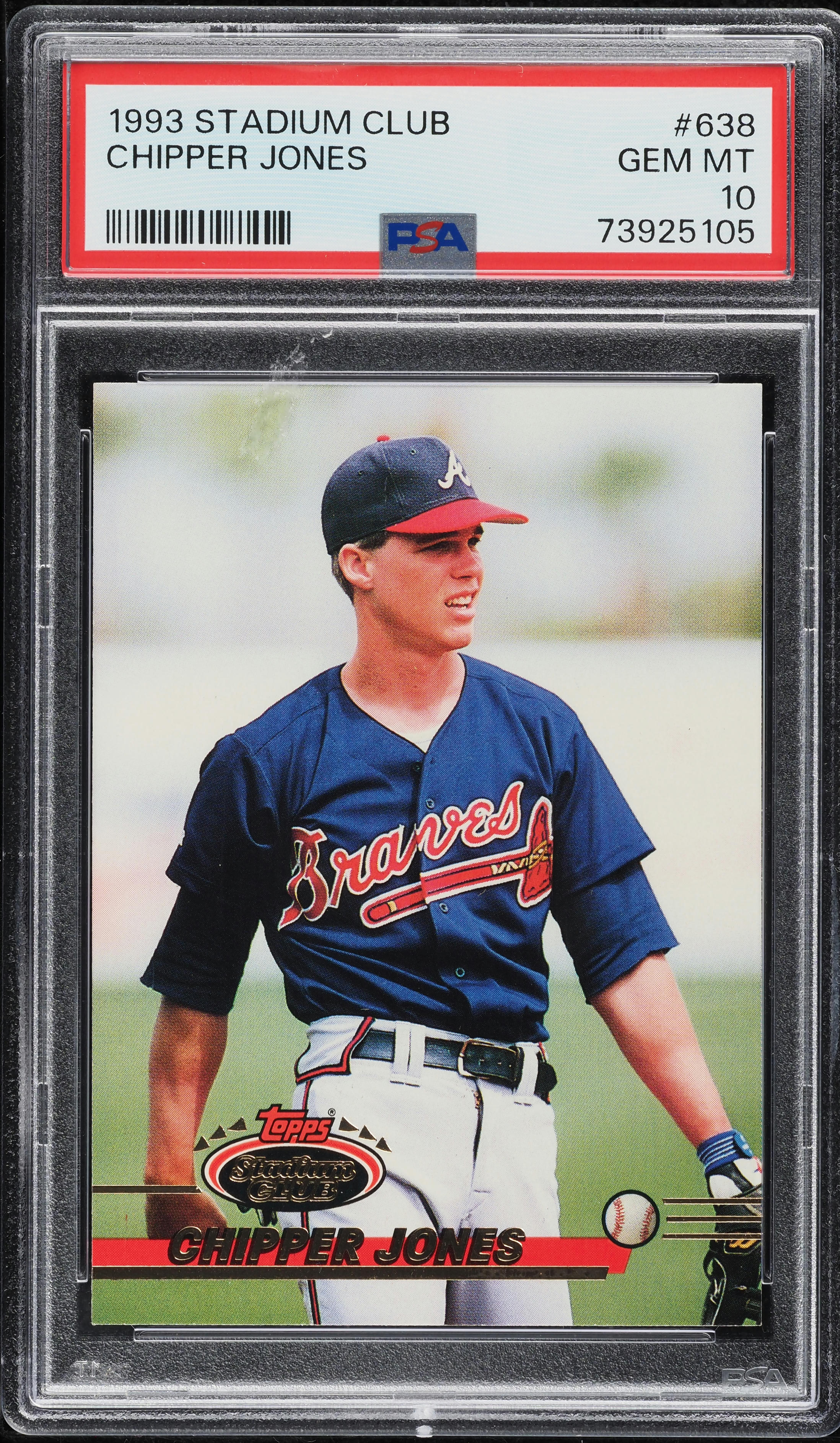1993 Stadium Club Chipper Jones ROOKIE #638 PSA 10 GEM MINT on