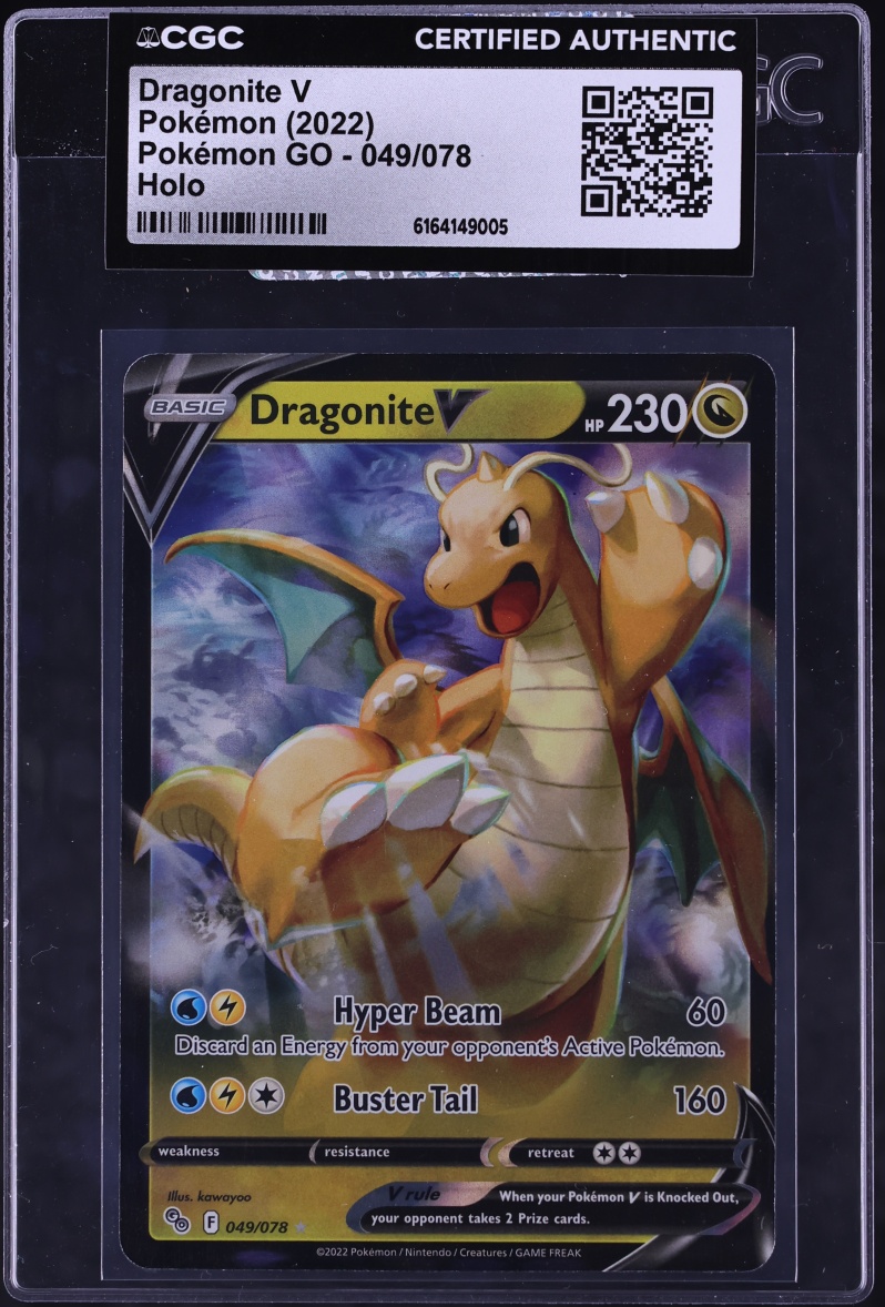 2022 Pokemon Sword & Shield GO Holo Dragonite V #49 CGC AUTH