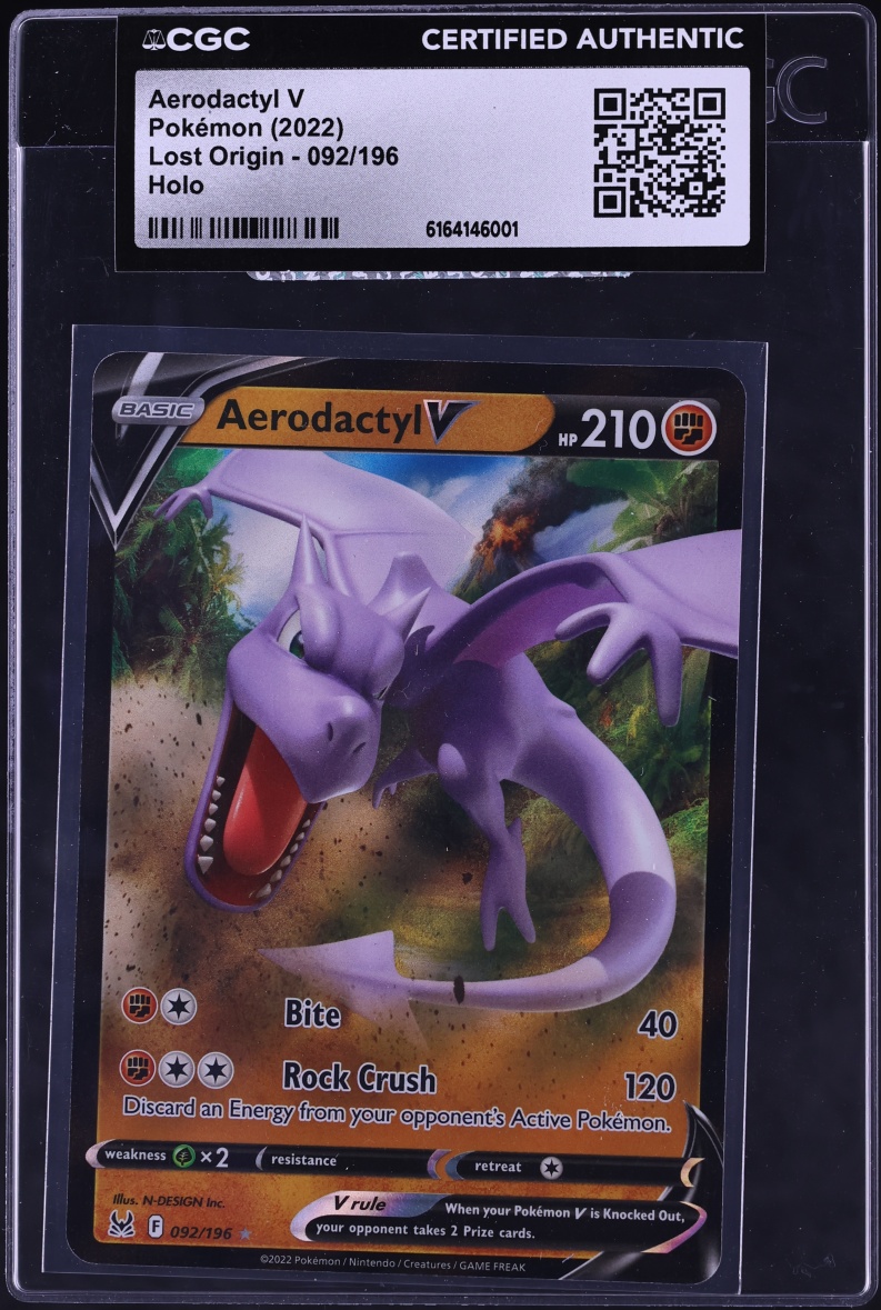 2022 Pokemon Sword & Shield Lost Origin Holo Aerodactyl V #92 CGC AUTH