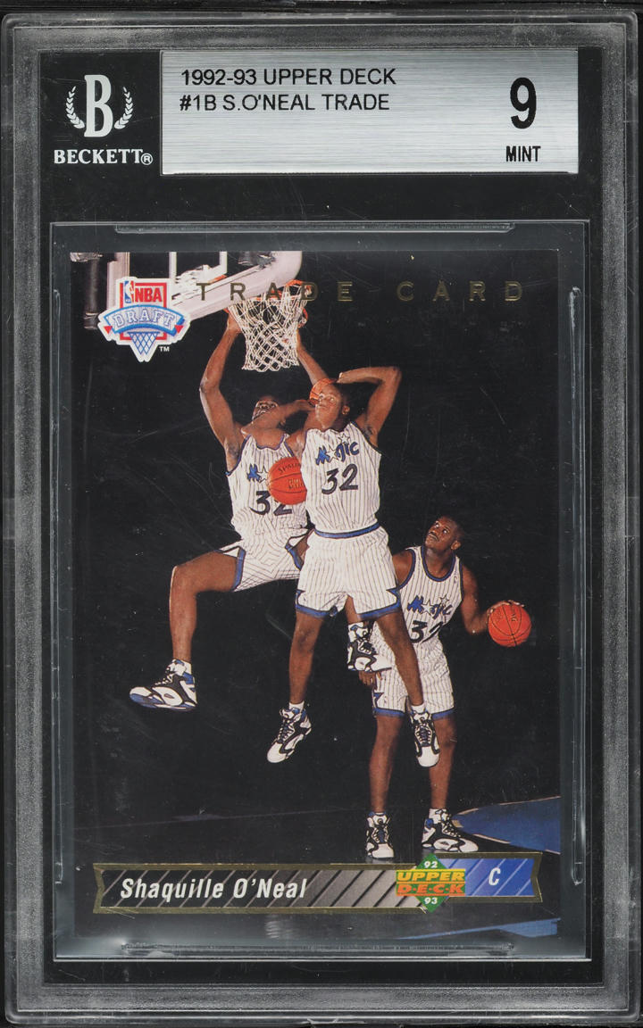 1992 Upper Deck Trade Card Shaquille O'Neal ROOKIE #1B BGS 9 MINT