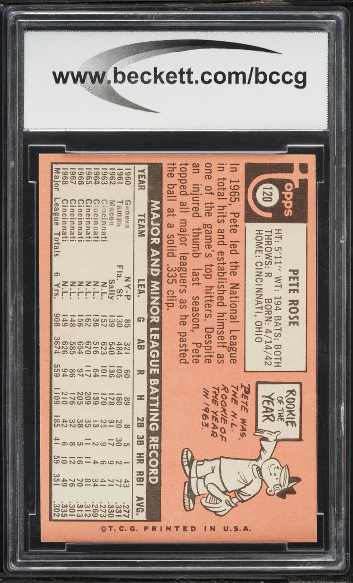 1969 Topps Pete Rose #120 BCCG 9