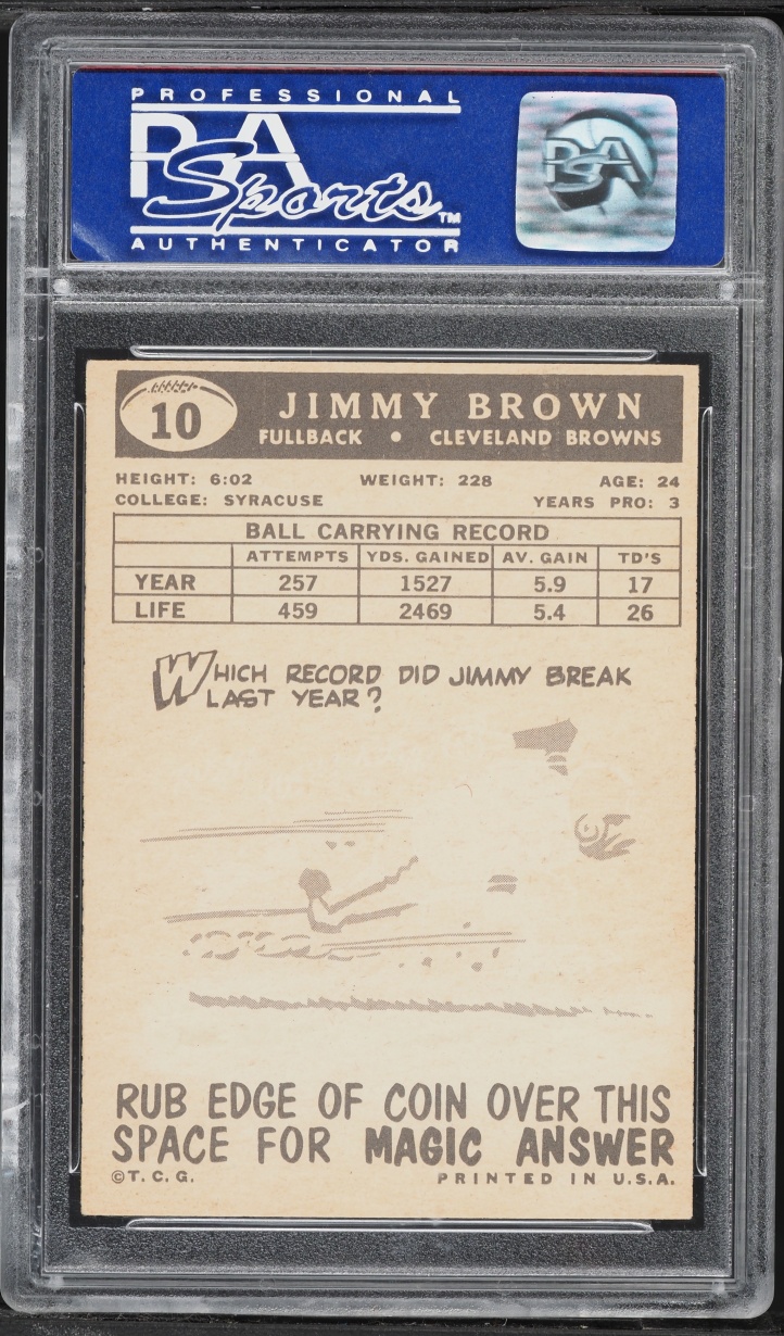 1959 Topps Football Jim Brown #10 PSA 7 NRMT