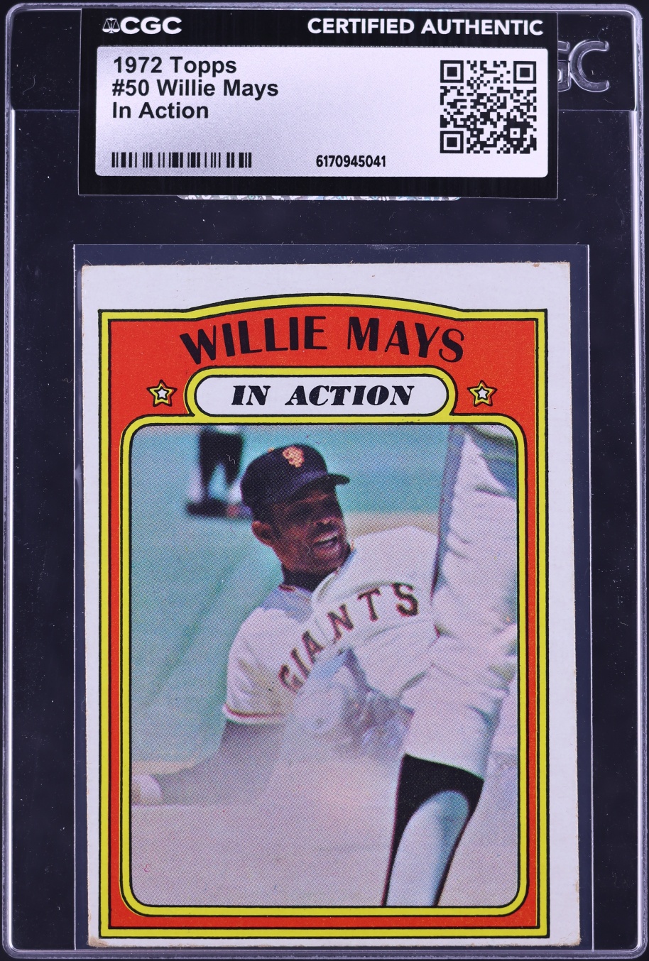 1972 Topps Willie Mays IN ACTION #50 CGC AUTH