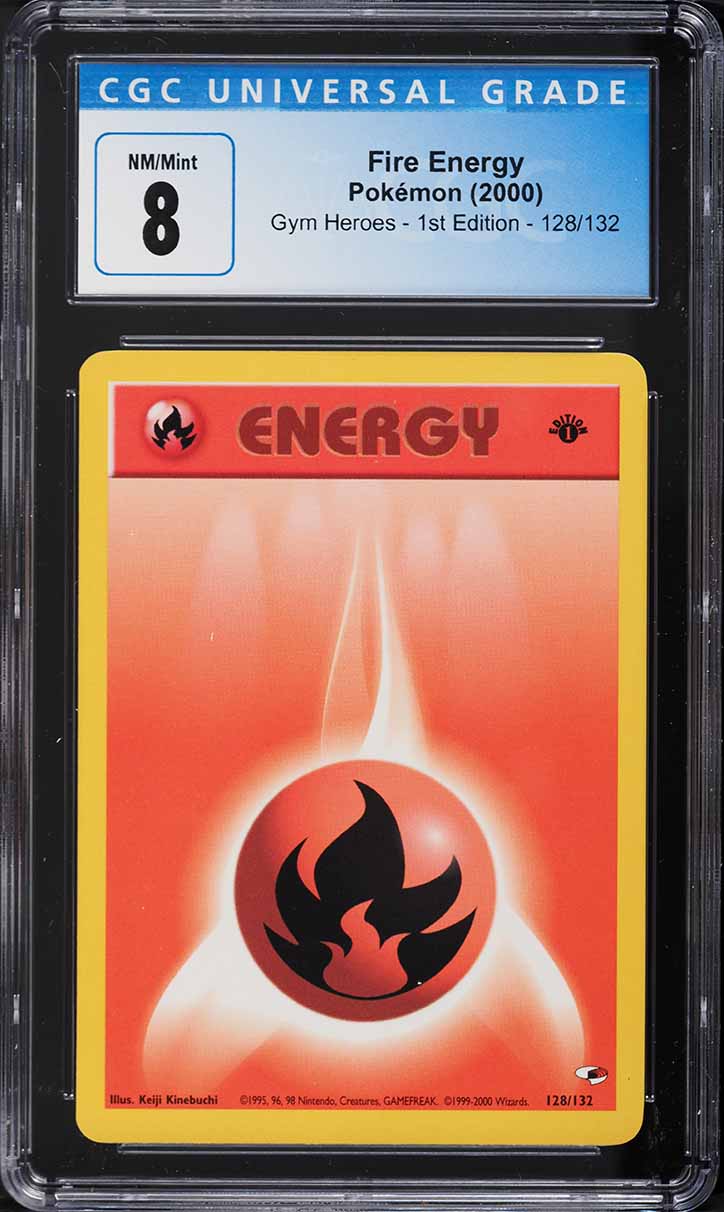 2000 Pokemon Gym Heroes 1st Edition Fire Energy #128 CGC 8 NM-MT