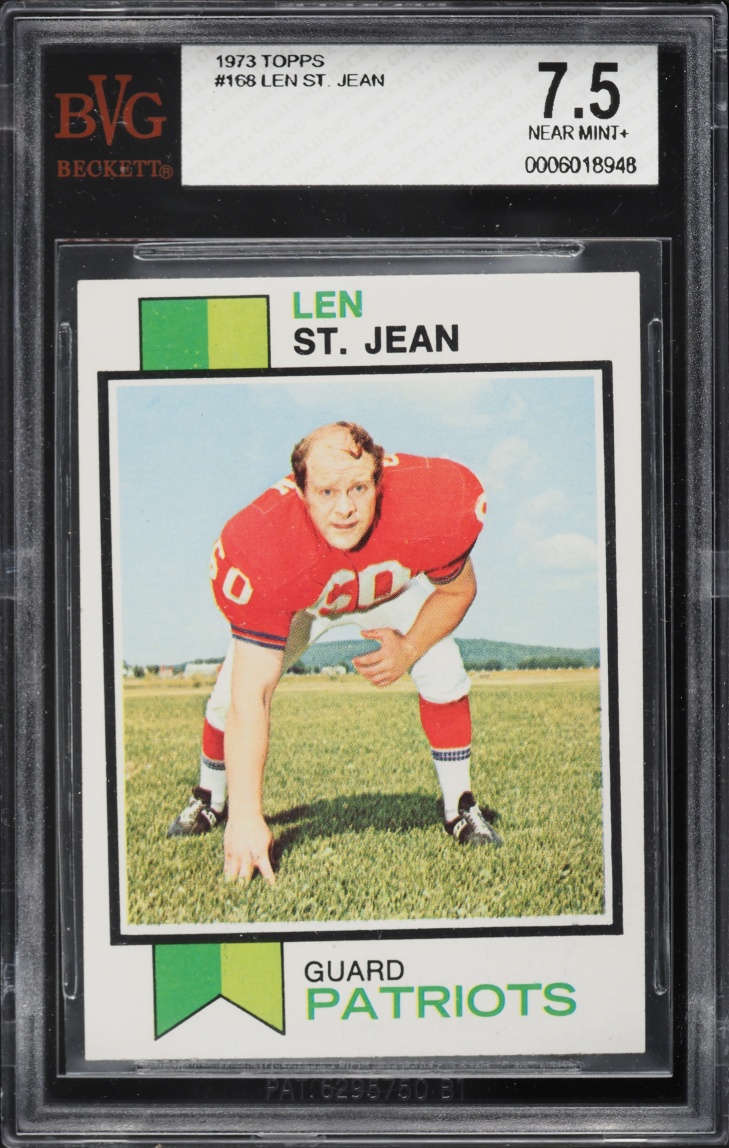 1973 Topps Football Len St. Jean #168 BVG 7.5 NRMT+