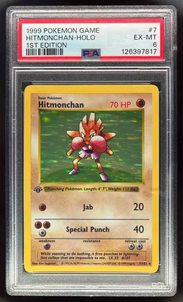 1999 Pokemon Set 1st Edition #7/102 Hitmonchan Holo PSA 6