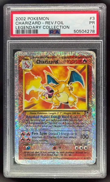 2002 Pokemon Legendary Collection #3 Charizard Reverse Foil PSA 1 - Main Image